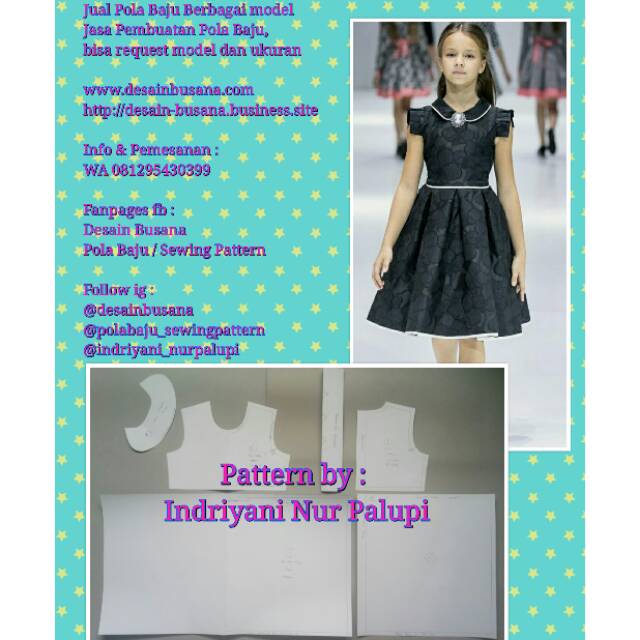 POLA PRODUKSI DRESS ANAK 025 [ Pola Baju Sewing Pattern ]