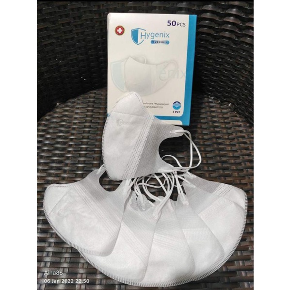 MASKER DUCKBILL HYGENIX PUTIH ISI 50 PCS