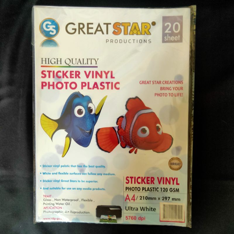 

Sticker vynil photo plastic A4 merek Greatstar