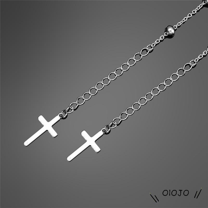 Adjustable Cross Round Bead Bracelet Pria Dan Wanita Gelang Fashion Aksesoris - olo