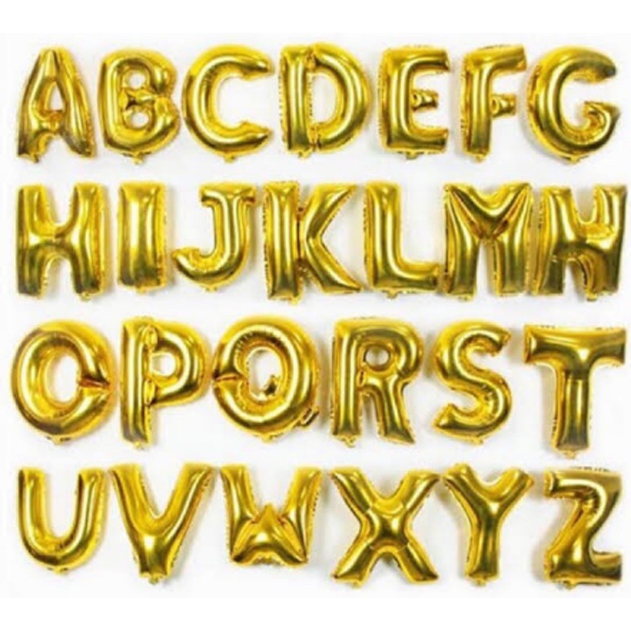 Balon Foil Huruf Gold, balon foil huruf, balon foil, balon huruf, balon pesta