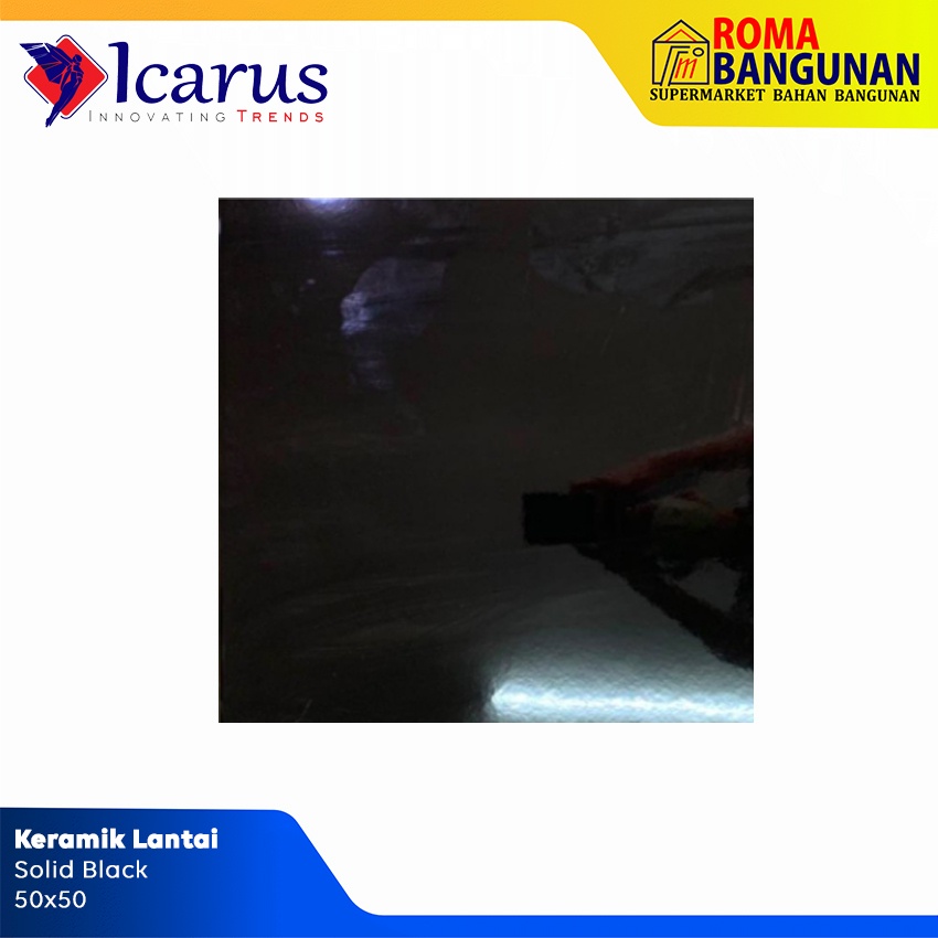 Icarus Keramik / Keramik Lantai Polos Keramik Glossy Solid Black 50x50