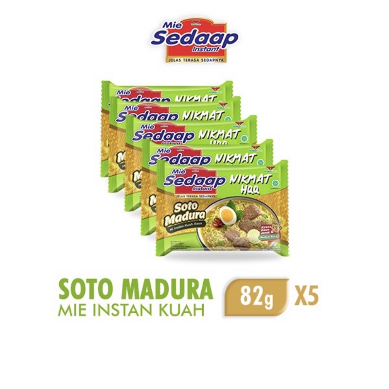 

Sedaap Soto Madura 5x82gram | Singapore spicy Laksa 5x82gram