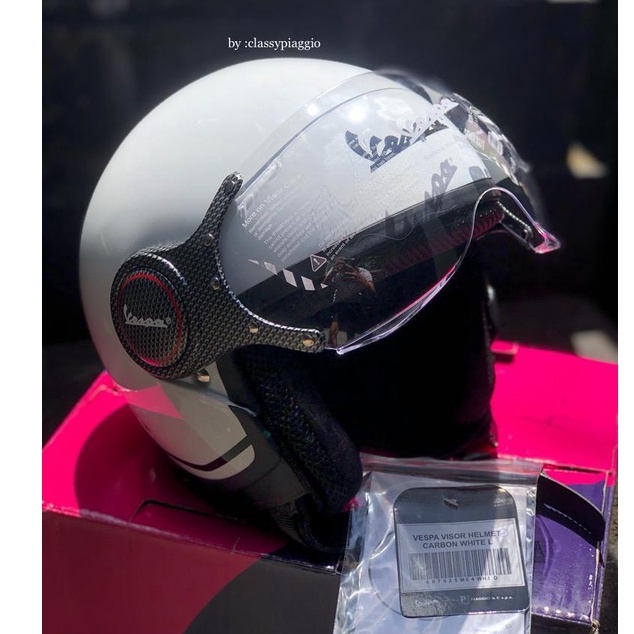 Helm Vespa Original Visor White Carbon Series