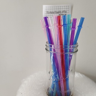 GLITTER - Reusable Straw - Sedotan plastik 23cm BPA FREE fits for tumblr starbucks mason jar - sedotan minuman gelas botol minum ramah lingkungan
