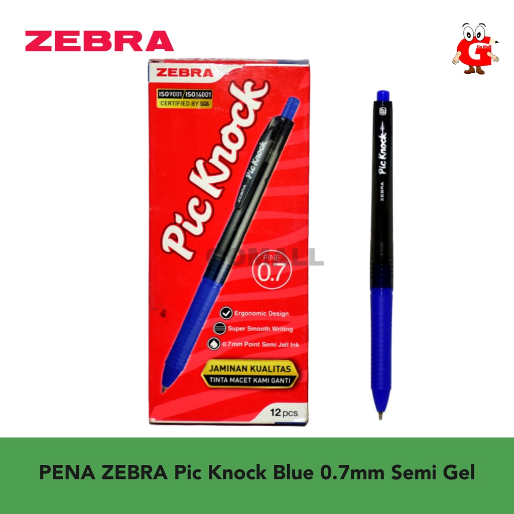 

Pena / Pulpen Zebra Pic Knock 0.7mm Blue / Biru Semi Gel