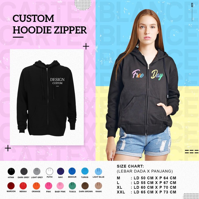 hoodie custom desain CUSTOM JAKET ZIPPER / BOMBER - DESIGN SENDIRI - BORDIR / SABLON nama nama