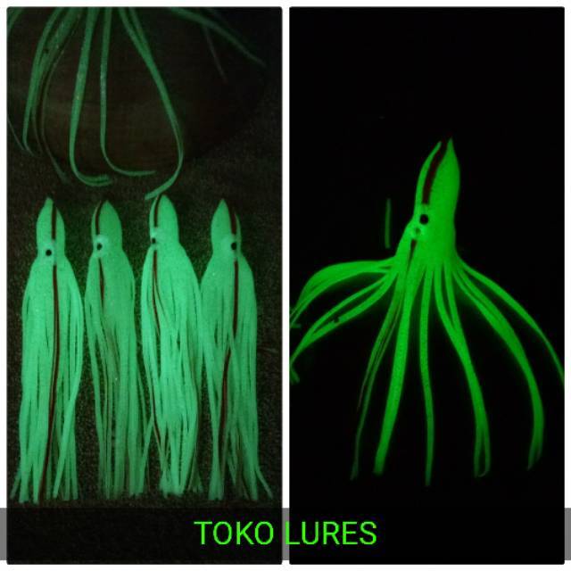 Umpan Pancing Cumi Cumi Karet Tiruan Cumi Silicone Octopus Cumi GID Full Fosfor