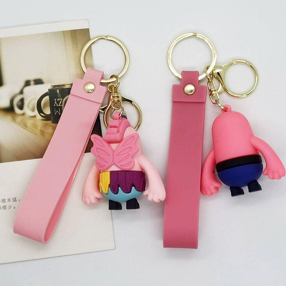 Needway Kartun Gantungan Kunci Kreatif Pria Kawaii Hadiah Jatuh Cowok Silikon Kunci Mobil Tergantung Game Figure Key Lanyard