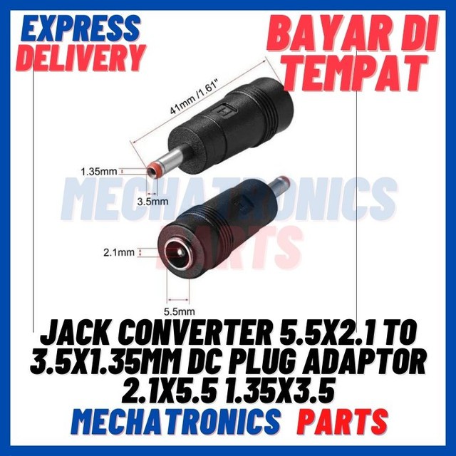 [SOC-9100] JACK CONVERTER 5.5X2.1 TO 3.5X1.35MM DC PLUG ADAPTOR 2.1X5.5 1.35X3.5