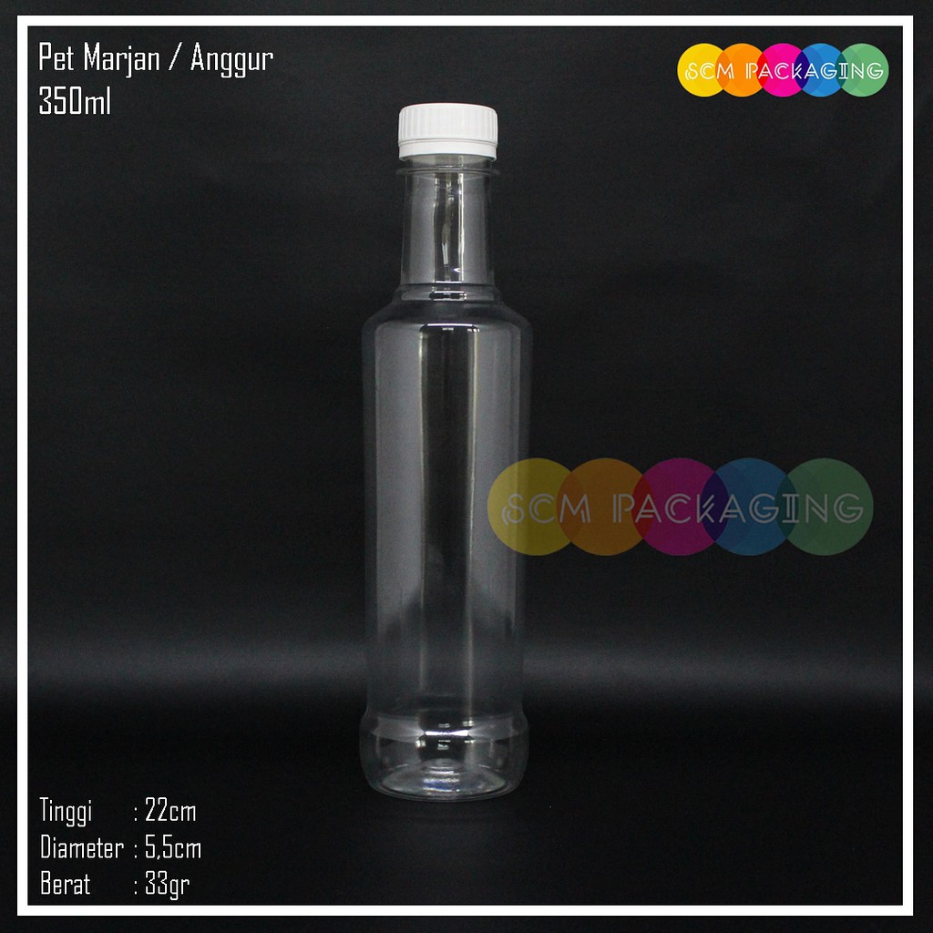 botol plastik pet 350ml marjan natural  kemasan minuman kopi susu madu sirup jus juice sari buah cok