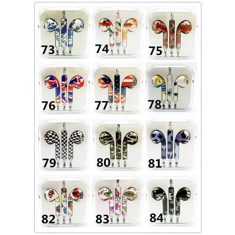 Headset Stereo Musik Kabel 3.5mm Motif Warna Warni Dengan Mic