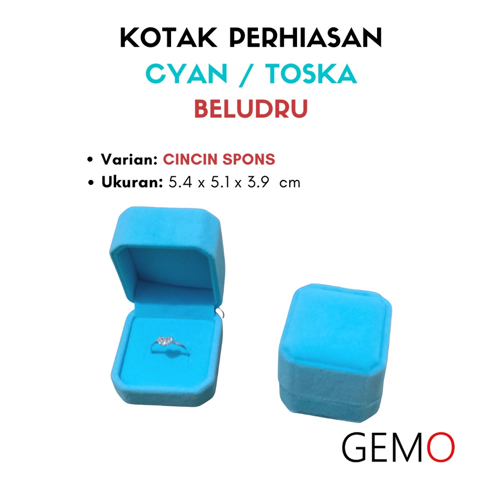 Kotak Perhiasan Warna Toska / Cyan Beludru Set / Cincin / Liontin / Gelang / Kalung Koye / Jewelry Box Unik Lucu untuk Tempat Wadah Seserahan / Akad Pernikahan / Hantaran Tunangan Harga Paling Murah cocok untuk Aksesoris Emas Berlian/ Perak Permata