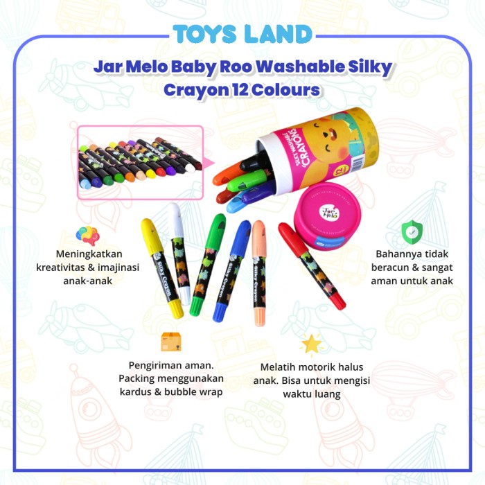 

Murah Silky Washable Crayon - Baby Roo 12 / 24 Colors Original Murah