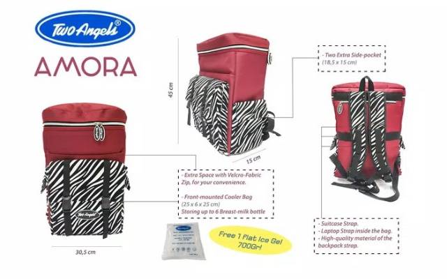 Diapers Bag +Cooler Bag Amora  free Big Ice Gel 700gram /COOLERBAG DIAPERS BAG TWO ANGELS