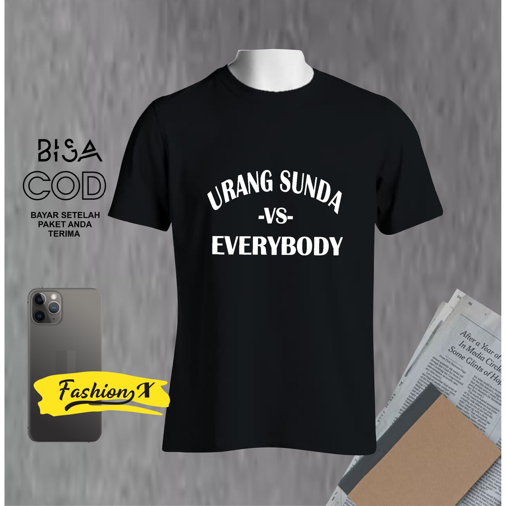 Kaos Pria Distro Keren Urang Sunda VS Everybody Bandung Original Murah/Baju Oblong Katun 30s