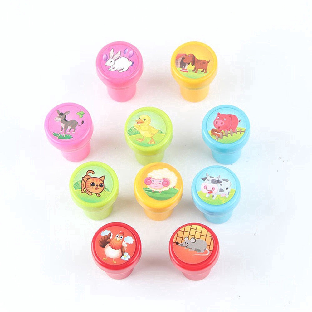 10Pcs / Set Stempel Bentuk Hewan Buah untuk Latihan Anak