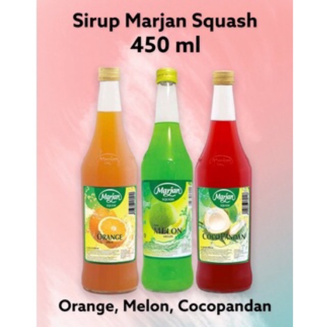 

Sirup Marjan Squash 450 ml / Dus Isi 12 Botol - Orange Jeruk Melon Cocopandan