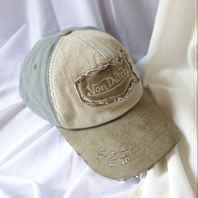 VON DUTCH Original Hat Cap Topi Baseball Corduroy Ripped Second Branded Preloved