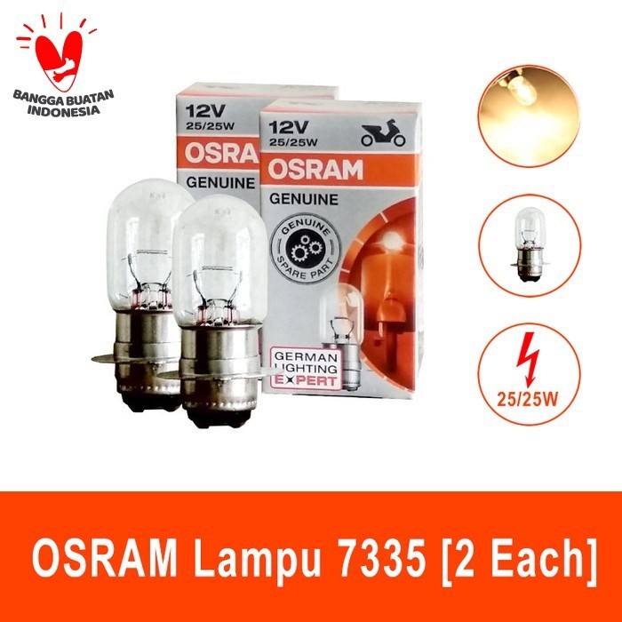 Bohlam Lampu Depan Motor Osram 7335 Kaki 1 25/25w