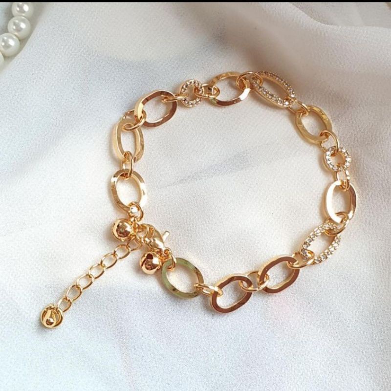 Gelang Premium Lapis emas Premium Quality tidak karatan Gelang Rantai Krincingan Gr012