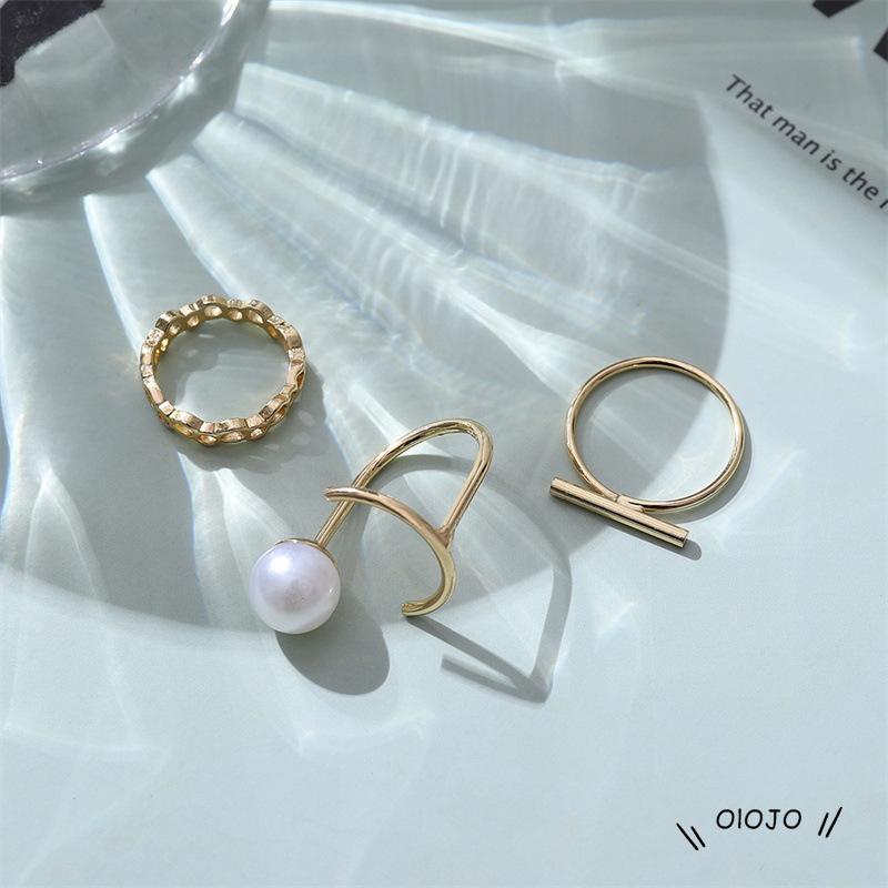 3pcs Cincin Jari Telunjuk Hias Mutiara Untuk Wanita ol2