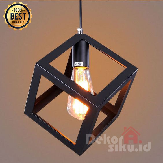 Kap Lampu Gantung Besi Kubus Kotak Sangkar Minimalis