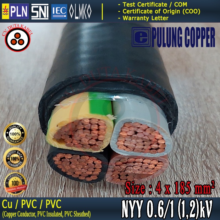 Kabel NYY 4x185 mm2 PULUNG COPPER /4 x 185 mm2/4x185mm2/4x185 mm/4x185mm