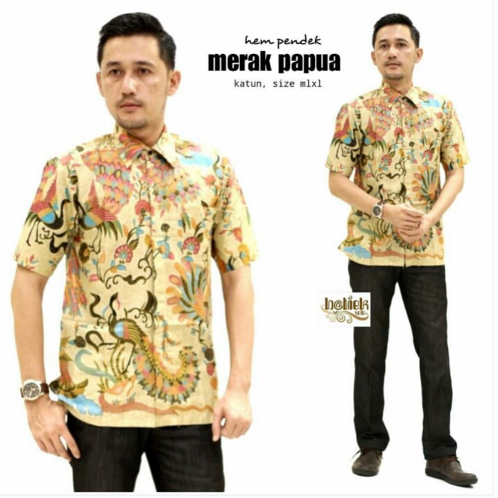 batik cowok merak papua/ hem pendek/ baju cowok