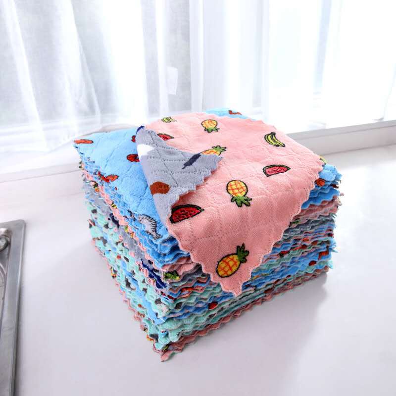 Kain Lap Piring Anti Minyak 1029 MOTIF 25X25CM Bahan coral fleece