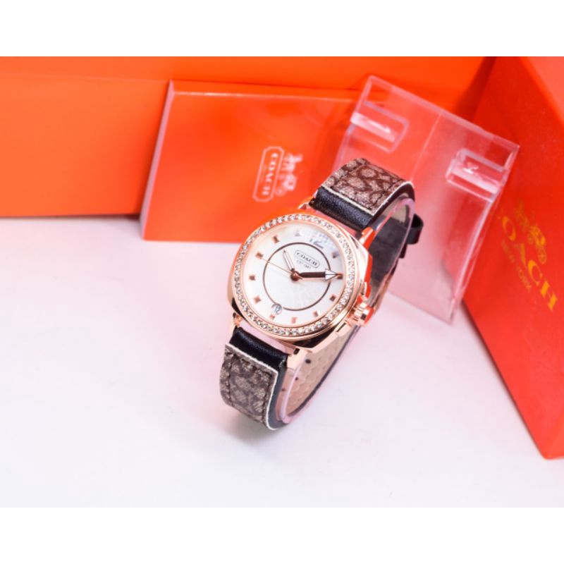 [9 VARIASI] Jam Tangan Wanita Coach Permata Tanggal Aktif Kulit