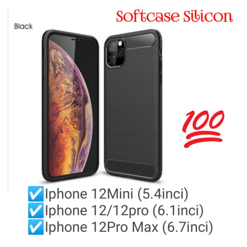 case silicon Softcase Iphone 12 Mini Pro Max Promax 12mini 12pro 12promax Silikon Ipaky Carbon Cover Casing Fiber soft jelly pelindung belakang handphone elegan