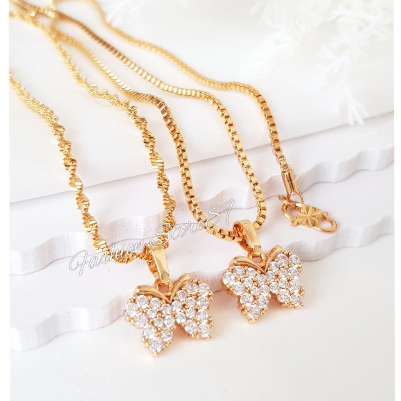 Kalung Liontin Buterfly impor Perhiasan Yaxiya Lapis emas 18k xuping Impor Bestseller bestquality kalung Liontin Kupu