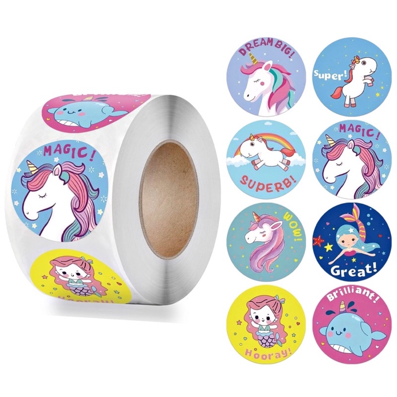 

[ BUKAN 1 ROLL!!!! ] Sticker Pujian / Sticker Penyemangat Unicorn / Stiker Lucu / Stiker Motif / Stiker Unicorn Lucu