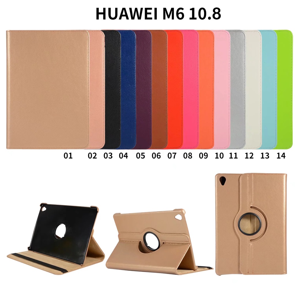 Untuk Huawei MediaPad M6 10.8 (2019) SCM-AL09 Tablet Penutup Pelindung 10.8-inci Fashion Flip Leather Case360° Casing Stand Putar