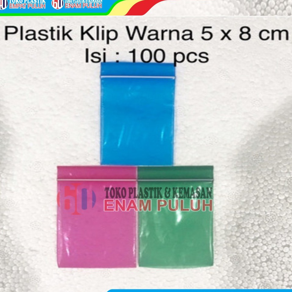 Klip plastik klip warna obat merah pink hijau biru 5x8 100 pcs polos