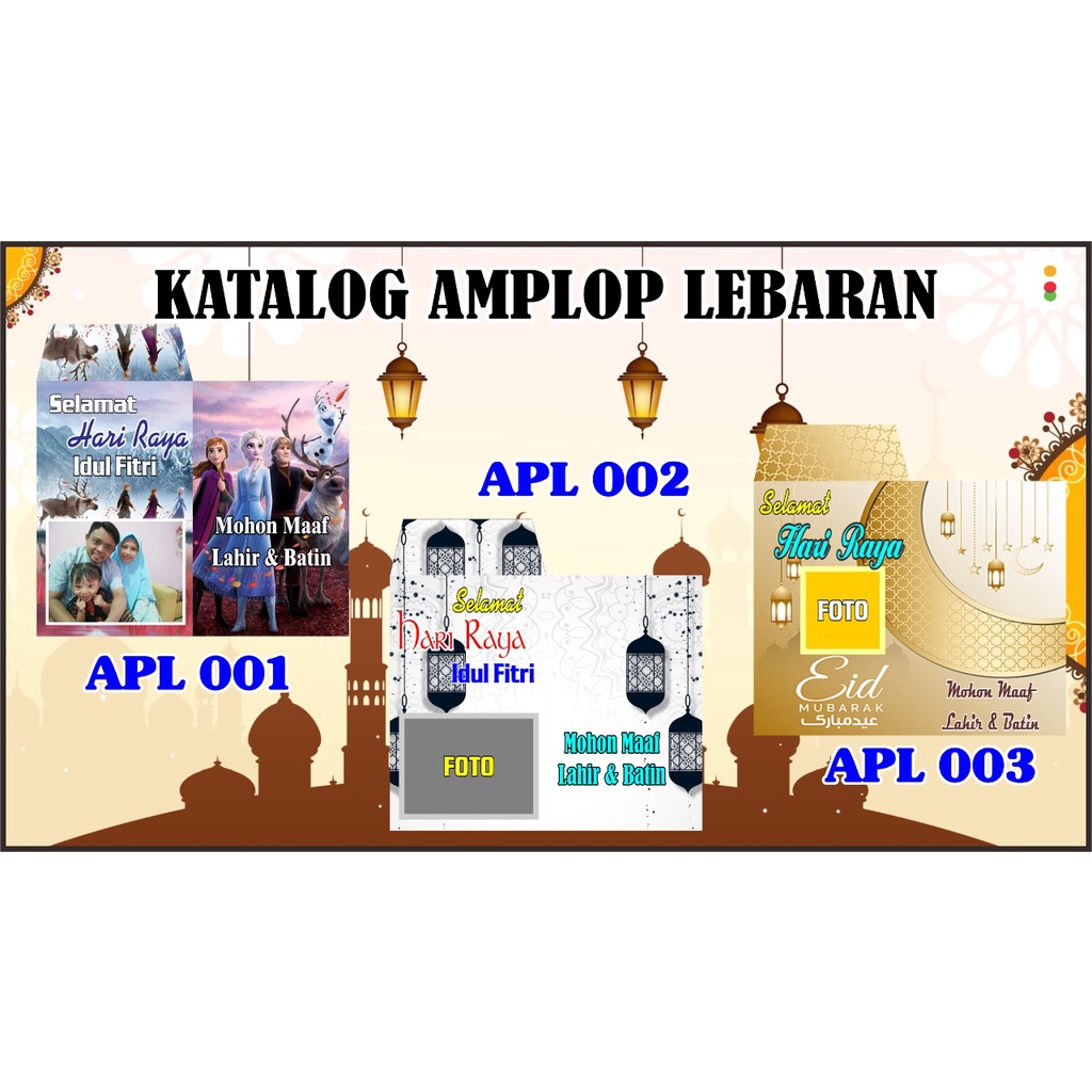 Amplop lebaran Idul Fitri Foto sendiri/anak/keluarga/unik custom murah karakter