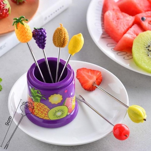 Garpu buah Garpu Mini Garpu Kue Stainless Tusuk buah MINI FRUITS FORK BOX - Motif Buah