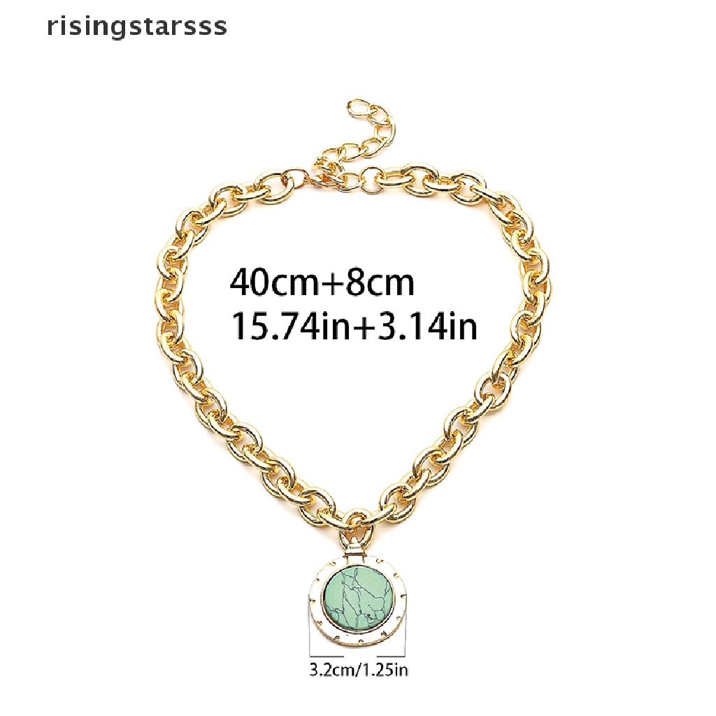 Kalung Choker Rantai Liontin Batu Hijau Gaya Vintage Untuk Wanita