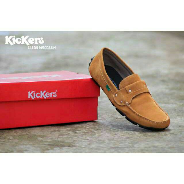 Promoo !!!! Sepatu slip on pria kickers casual slop formal kerja kantor kulit asli santai kuliah