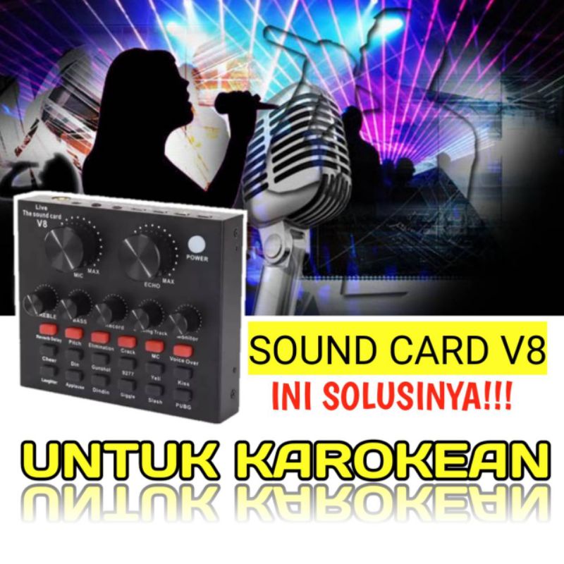 Soundcard V8 Audio untuk HP PC dan televisi karaoke Smule Wesing