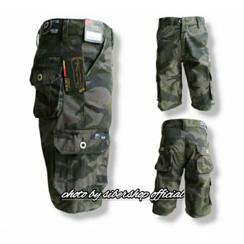 PROMO Celana Loreng Cargo Doreng Pendek Pria Kimpul Army TNI Warna Abu size 27-38