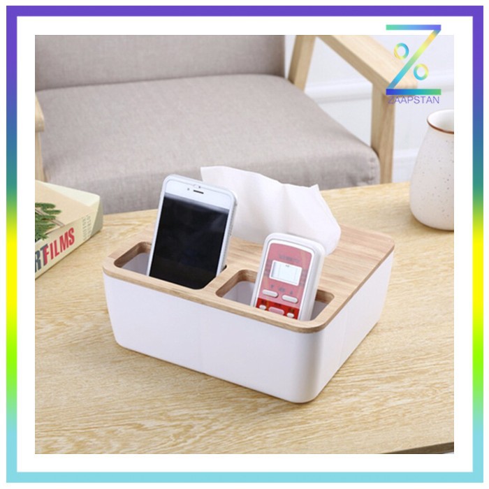 Taffware Tempat Tisu Kayu Multifungsi - 064-01 - White