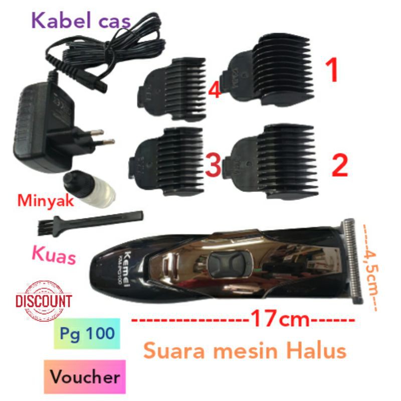 CUKURAN RAMBUT KEMEI KM PG100 ALAT MESIN CUKUR RAMBUT CAS DAN CHARGE HAIR CLIPPER YANG MURAH