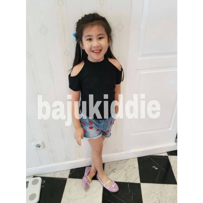 GA2347 LEAH TOP BLACK [BAJUKIDDIE] BAJU ANAK PEREMPUAN KAOS IMPORT