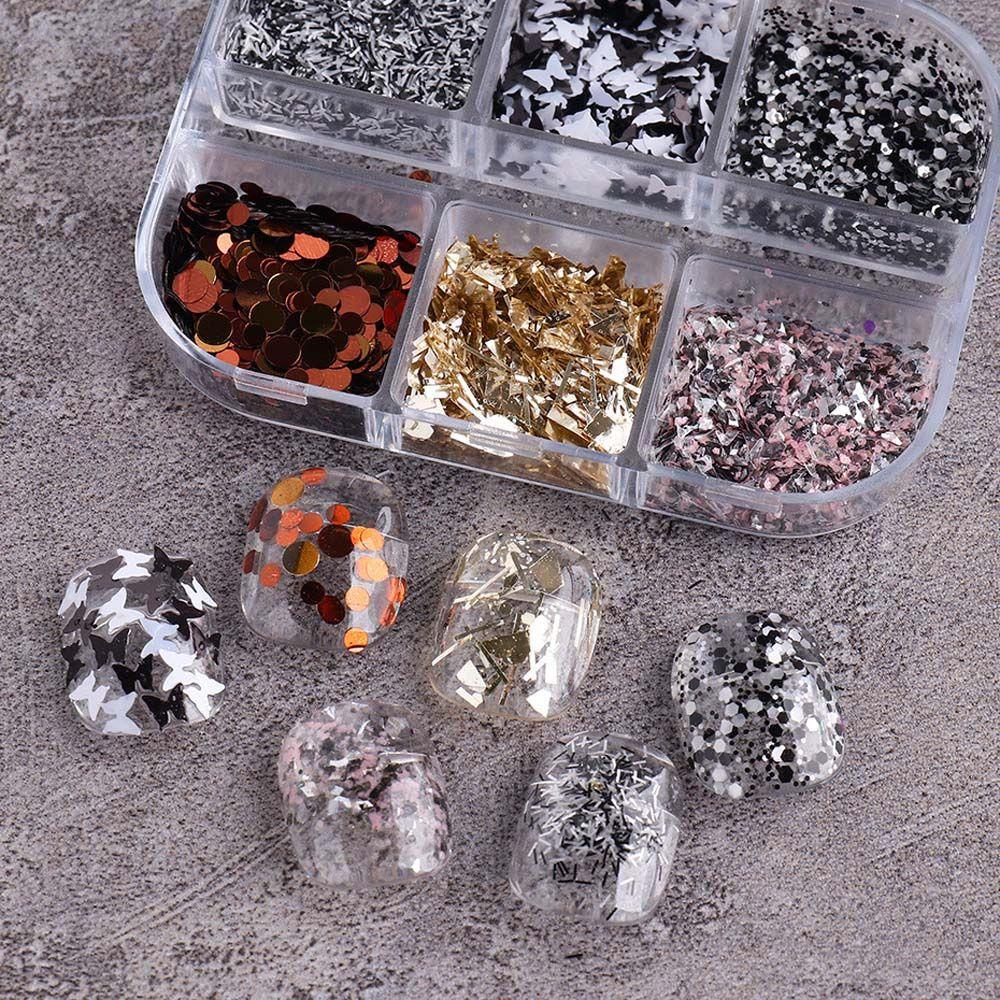 Mxbeauty 3D Stiker Kuku DIY Pesona Kuku Paillette Set Kupu-Kupu Hologram Nail Art Nail Art Ornamen Kuku Glitter Payet