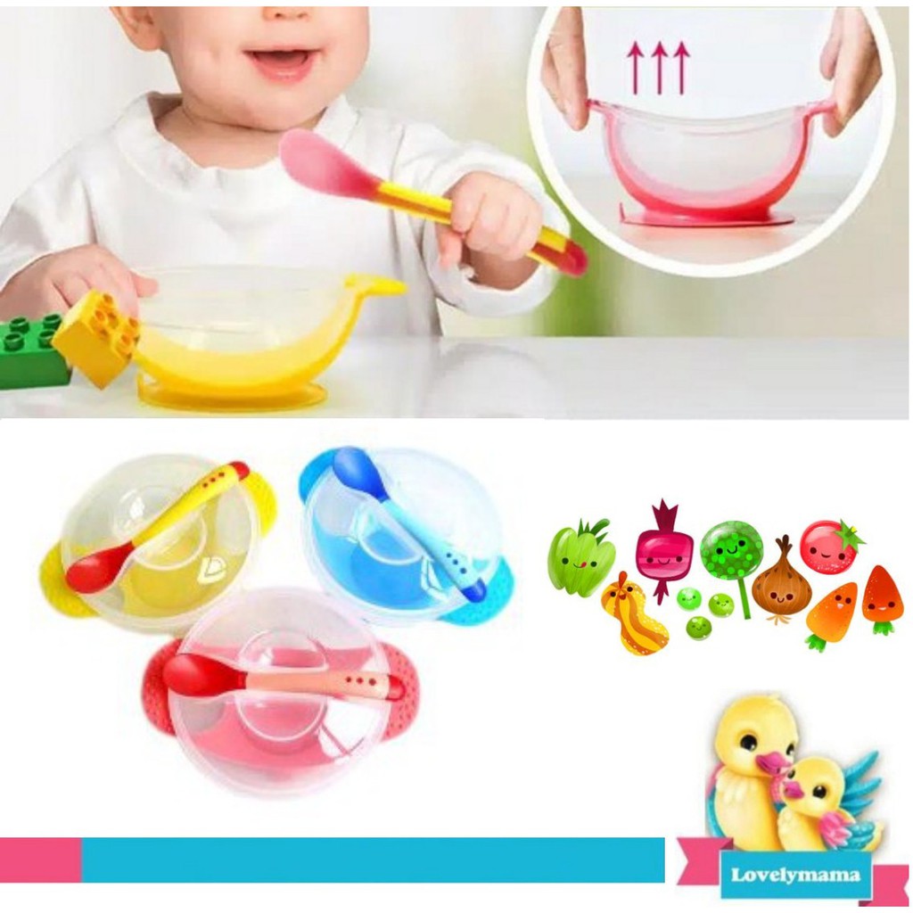 Mangkok makan anak bayi balita mpasi silikon karet silicone set mangkuk alat makan