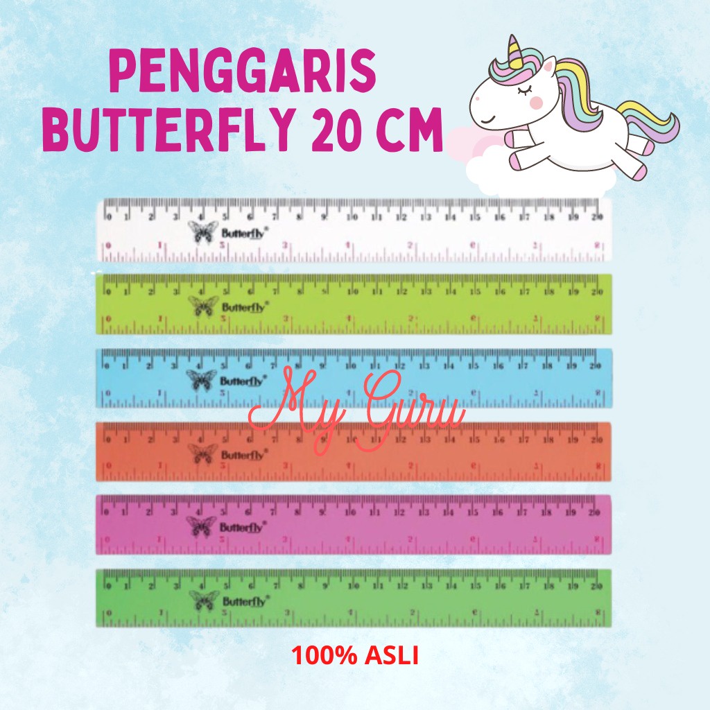

[PCS] PENGGARIS / GARISAN BUTTERFLY 20 CM PUTIH / WARNA
