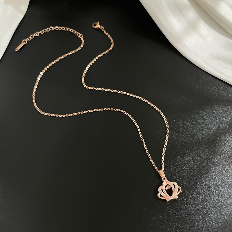 [ Bayar Ditempat ] Kalung Titanium Original Rantai Rose Gold 45 Cm / Accesories Wanita Kalung Lapis Emas 18K Rose Gold / Kalung Titanium Impor