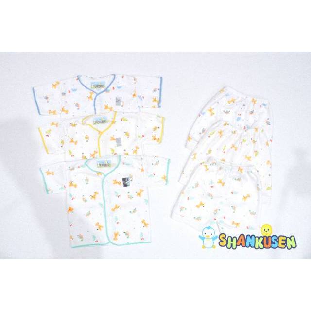 Setelan Baju  Bayi  Pendek Shankusen  3 Stel Animal Gajah 